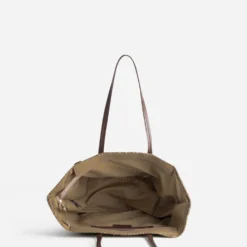 Sac cabas beige et marron tressé