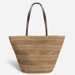 Sac cabas beige tressé