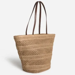 Sac cabas beige tressé