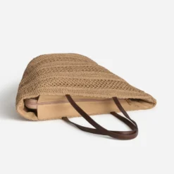 Sac cabas beige tressé