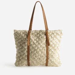 Sac cabas beige tressé