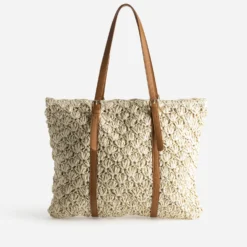 Sac cabas beige tressé