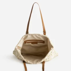 Sac cabas beige tressé