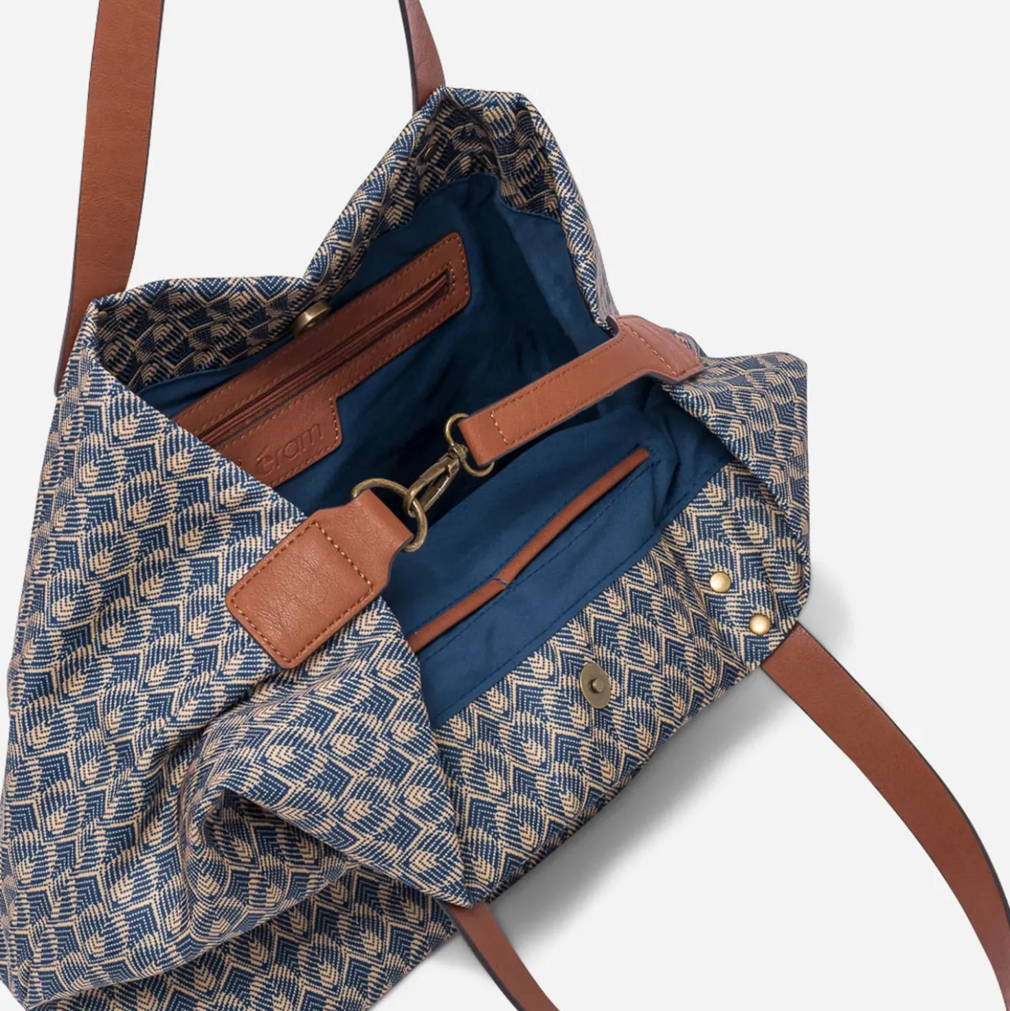 Sac cabas bleu à imprimé minimaliste
