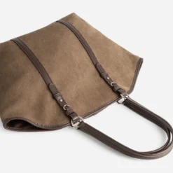 Sac cabas kaki suédé et marron