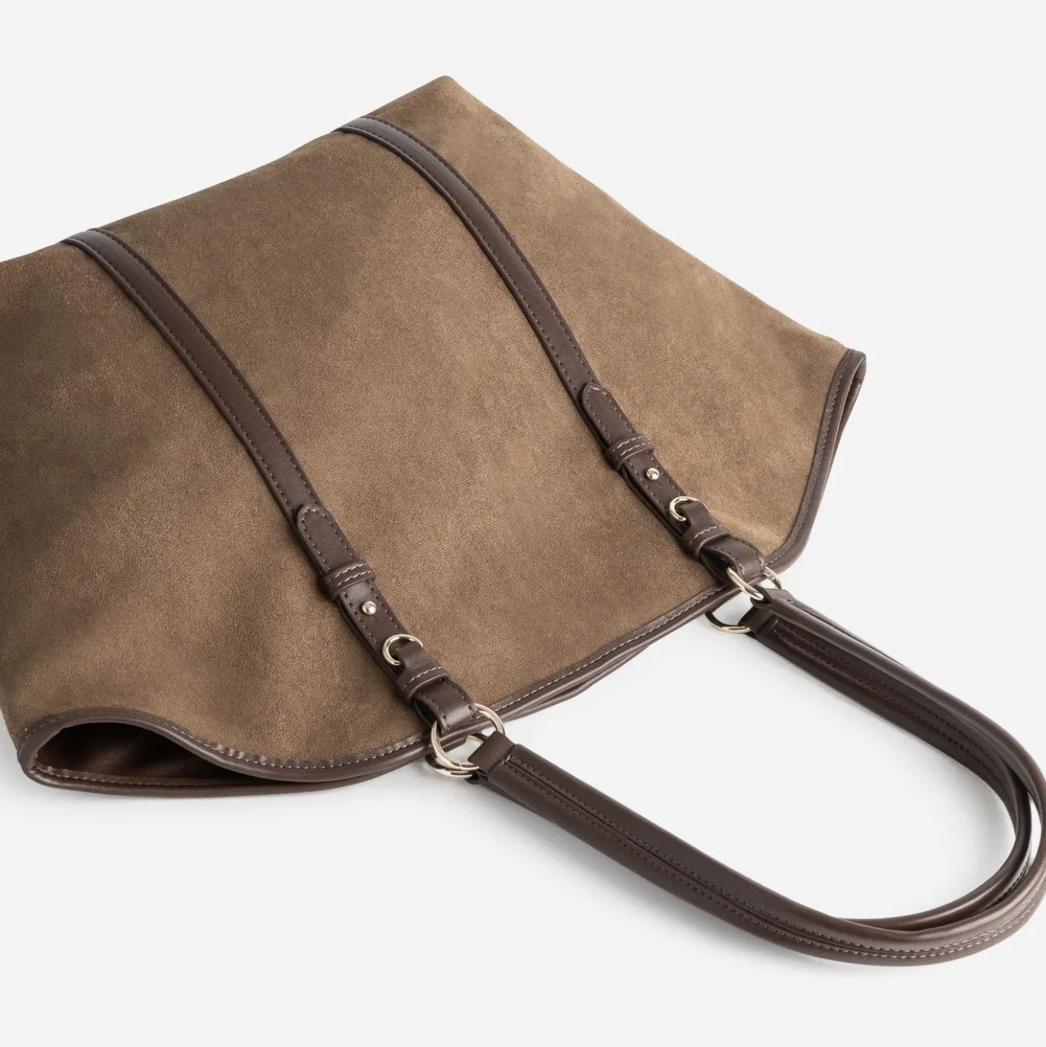 Sac cabas kaki suédé et marron