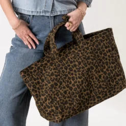 Sac cabas marron motif léopard