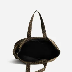 Sac cabas marron motif léopard