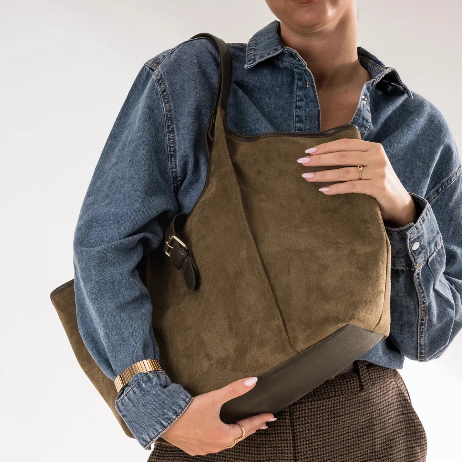 Sac cabas taupe suédé