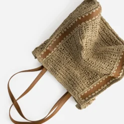 Sac cabas TEXTO beige paille papier