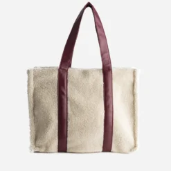 Sac cabas TEXTO écru sherpa anses bordeaux