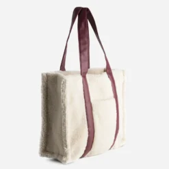 Sac cabas TEXTO écru sherpa anses bordeaux