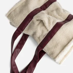 Sac cabas TEXTO écru sherpa anses bordeaux