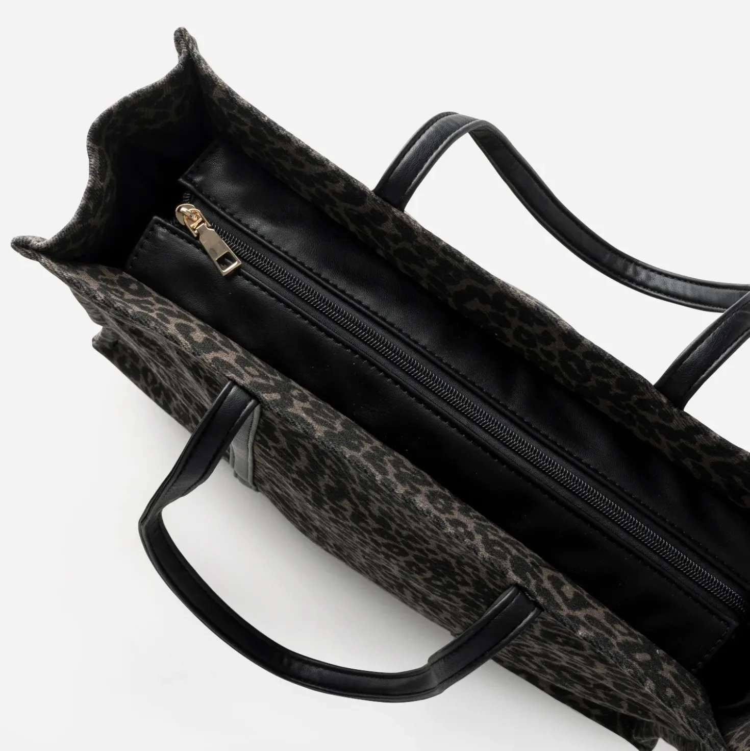 Sac cabas TEXTO marron motif léopard