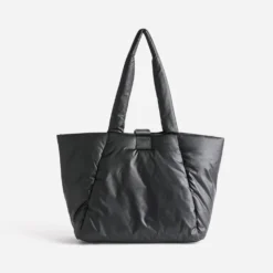 Sac cabas TEXTO noir nylon matelassé