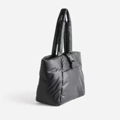 Sac cabas TEXTO noir nylon matelassé