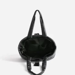 Sac cabas TEXTO noir nylon matelassé