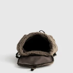 Sac à dos sherpa marron clair à rabat