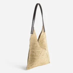 Sac Hobo beige paille tressée