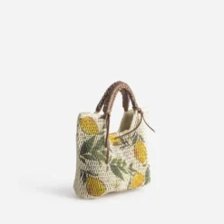 Sac LES TROPEZIENNES beige tressé motif citrons
