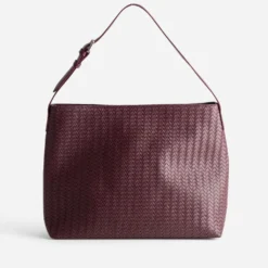 Sac à main bordeaux effet tressé