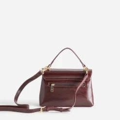 Sac à main bordeaux fermoir clip