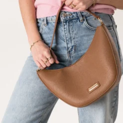 Sac à main camel barrette métal