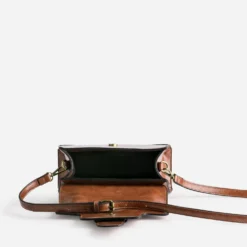 Sac à main cognac forme trapèze