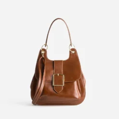 Sac à main cognac maxi boucle