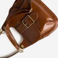 Sac à main cognac maxi boucle