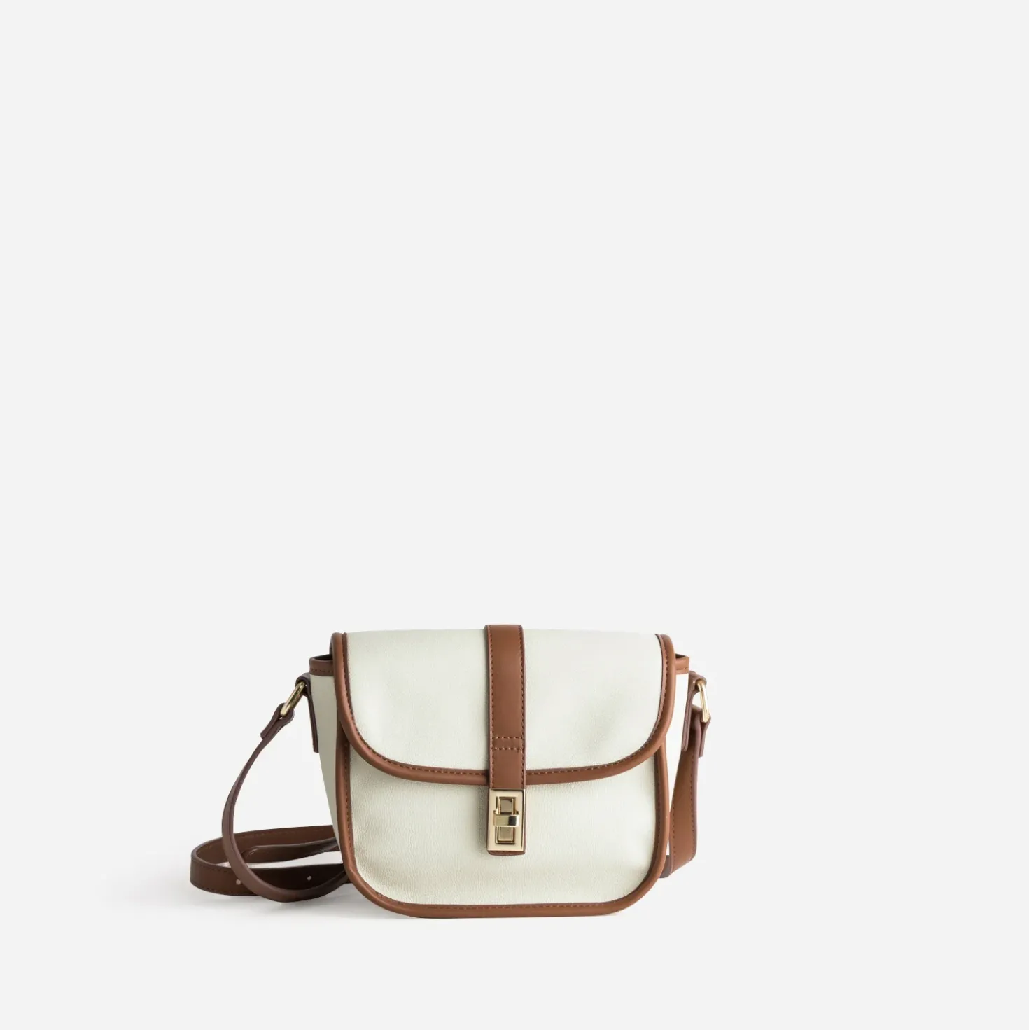 Sac à main écru bordures camel