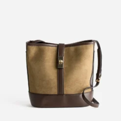 Sac à main marron bi-matière