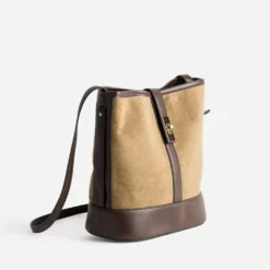 Sac à main marron bi-matière