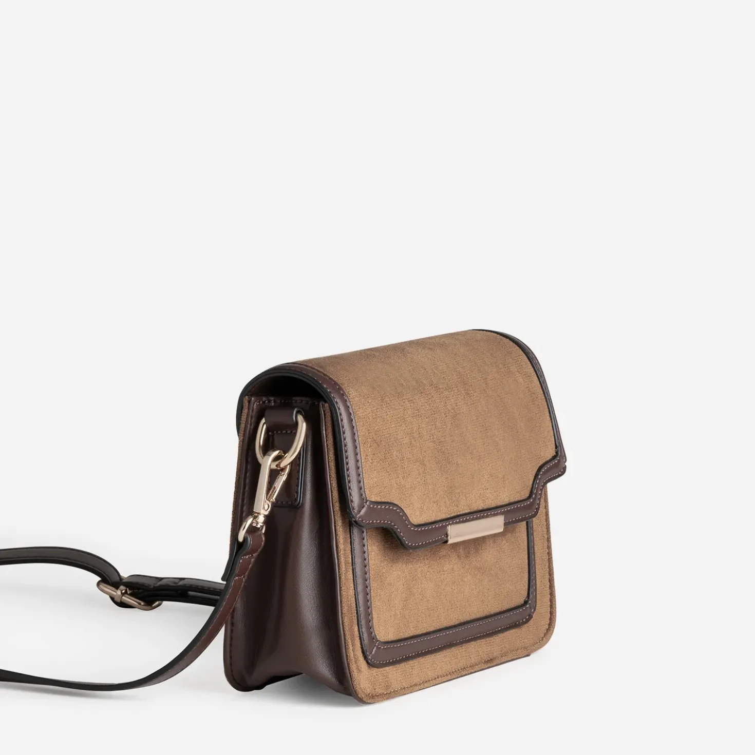 Sac à main marron bi-matière