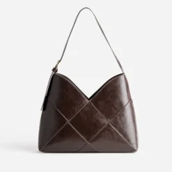 Sac à main marron effet patchwork