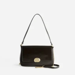 Sac à main marron glacé détail doré