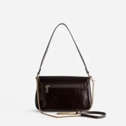 Sac à main marron glacé détail doré