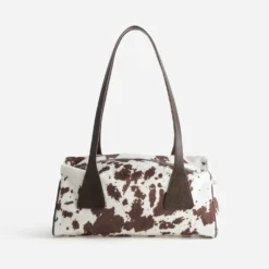 Sac à main marron motif vache