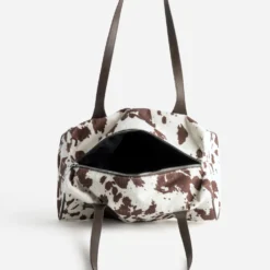 Sac à main marron motif vache