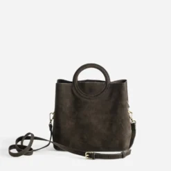 Sac à main marron suédé trois compartiments