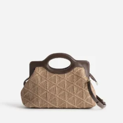 Sac à main marron tressé