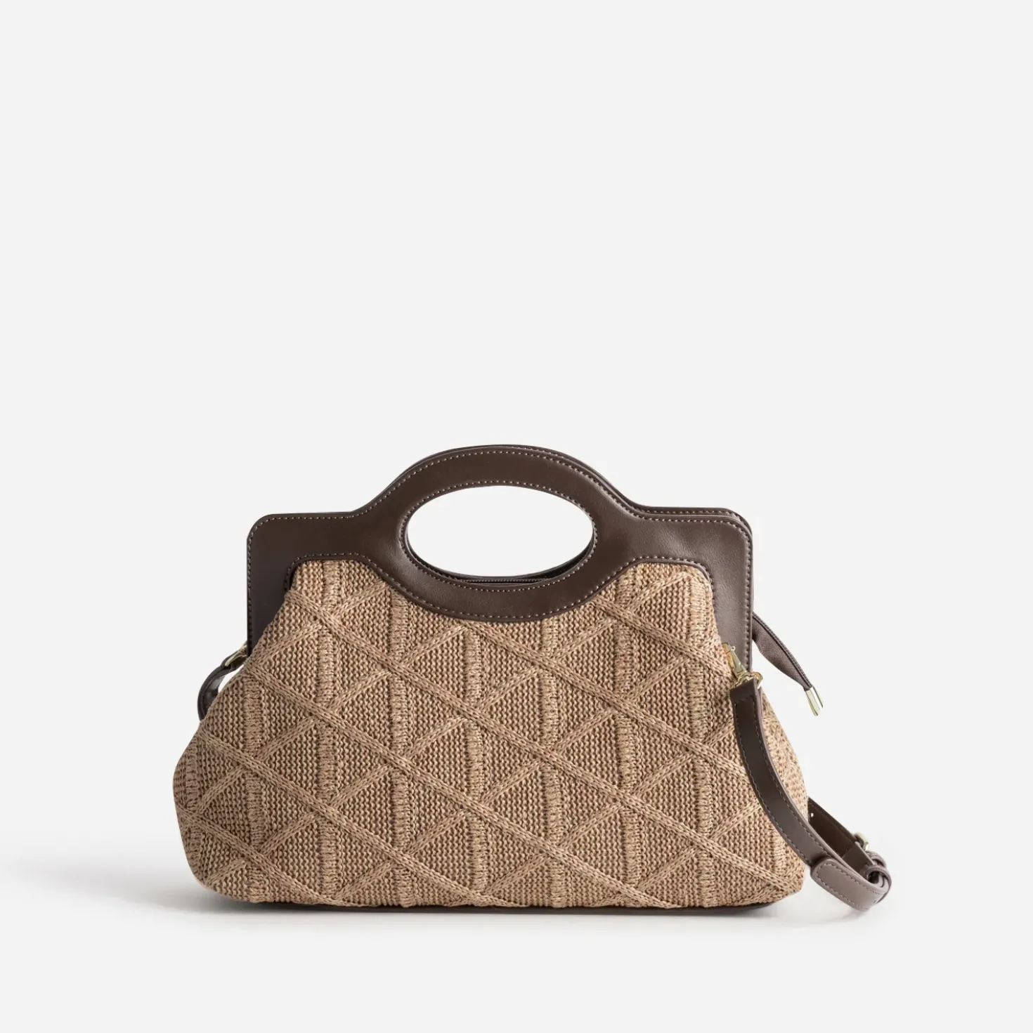 Sac à main marron tressé