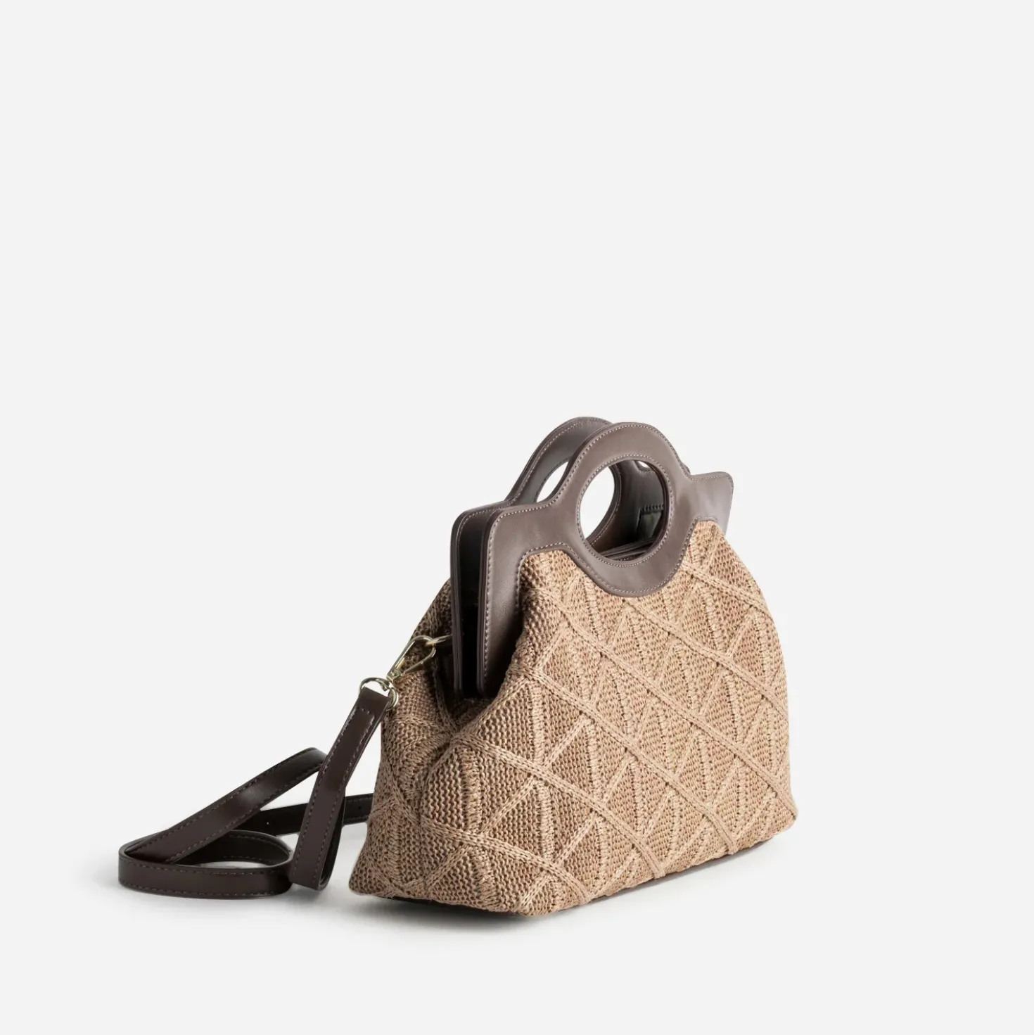 Sac à main marron tressé