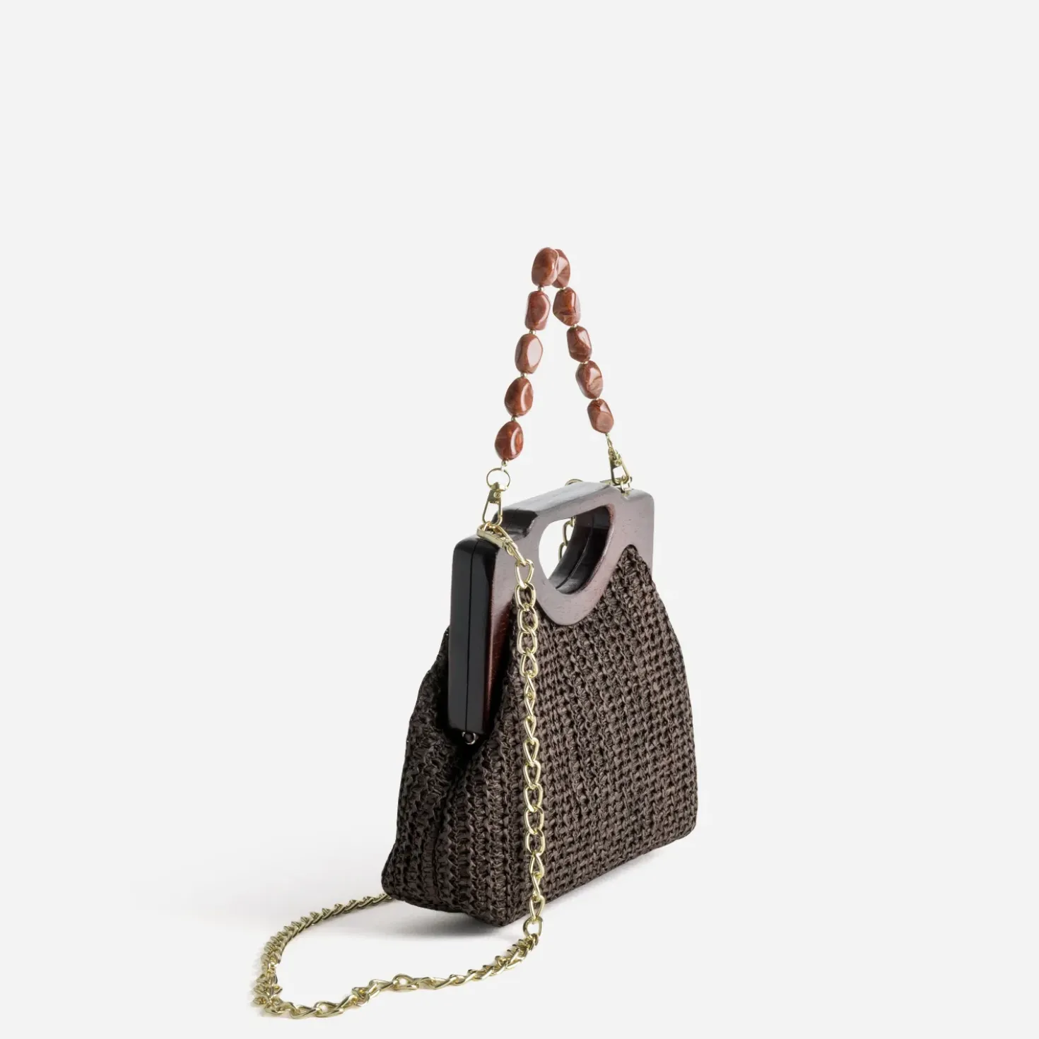 Sac à main marron tressé
