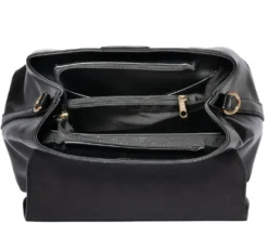 Sac à main noir avec boucle ronde métal