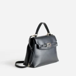 Sac à main noir décor ceinture