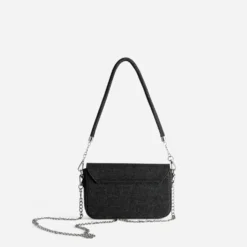 Sac à main noir effet denim