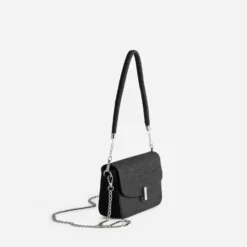 Sac à main noir effet denim