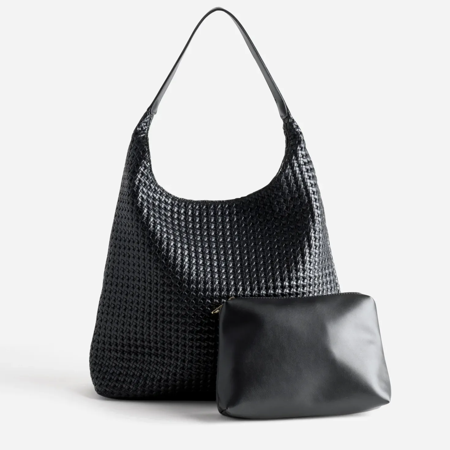Sac à main noir effet tressé