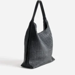 Sac à main noir effet tressé